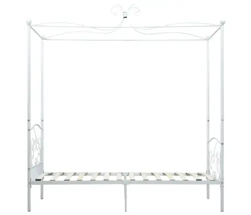 Gultas Rāmis Ar Nojumi, Balts, Metāls, 100X200 Cm Vidaxl