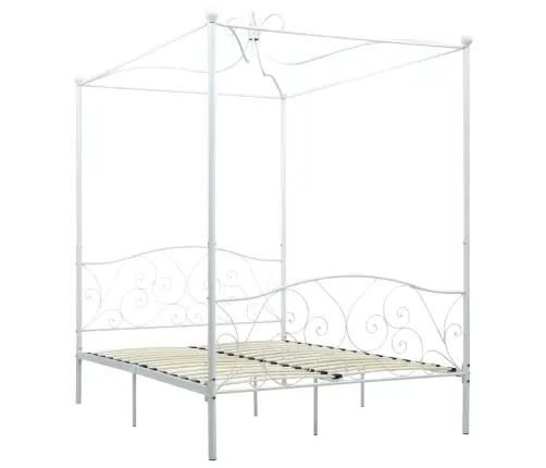 Lovos Rėmas Su Baldakimu, Baltos Spalvos, 140X200cm Metalas
