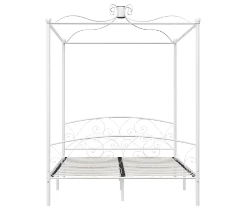 Gultas Rāmis Ar Nojumi, Balts, Metāls, 160X200 Cm Vidaxl