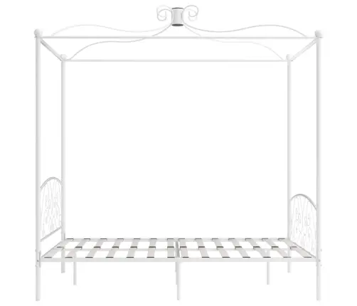 Gultas Rāmis Ar Nojumi, Balts, Metāls, 160X200 Cm Vidaxl