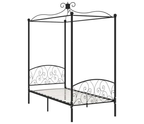 Gultas Rāmis Ar Nojumi, Melns, Metāls, 100X200 Cm Vidaxl