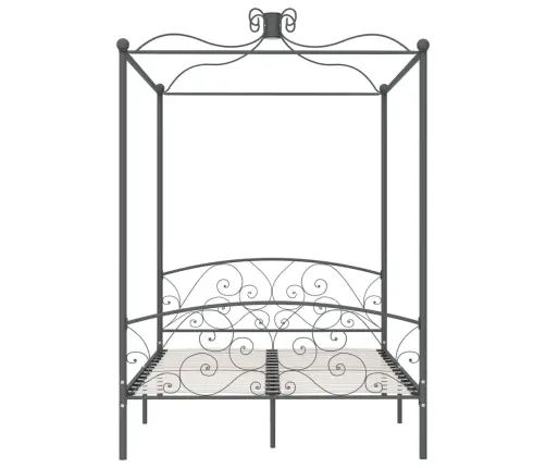 Gultas Rāmis Ar Nojumi, Pelēks, Metāls, 140X200 Cm Vidaxl