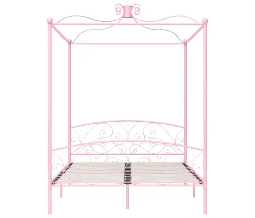 Gultas Rāmis Ar Nojumi, Rozā, Metāls, 160X200 Cm Vidaxl
