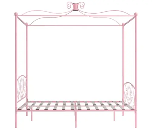 Gultas Rāmis Ar Nojumi, Rozā, Metāls, 160X200 Cm Vidaxl