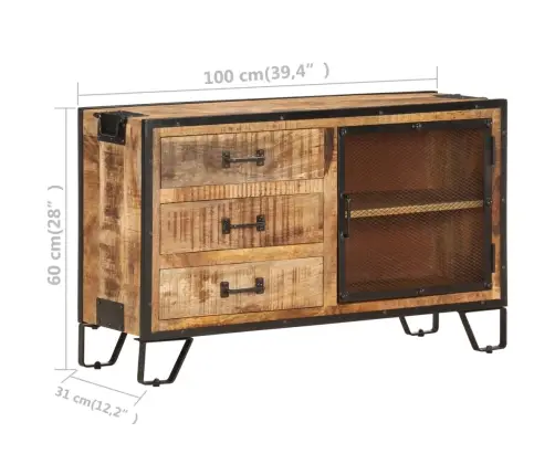 Puhvetkapp, 100 X 31 X 60 cm Töötlemata Mangopuit Puhvetkapp, 100 X 31 X 60 cm Töötlemata Mangopuit