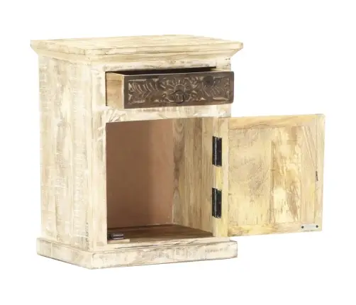 Naktsskapītis, Balts, 40X30X50 Cm, Mango Masīvkoks Vidaxl