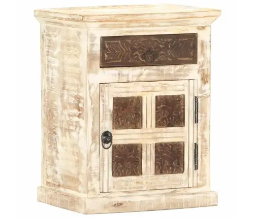 Naktsskapītis, Balts, 40X30X50 Cm, Mango Masīvkoks Vidaxl