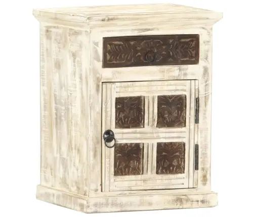 Naktsskapītis, Balts, 40X30X50 Cm, Mango Masīvkoks Vidaxl