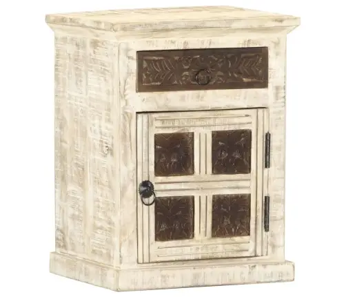 Naktsskapītis, Balts, 40X30X50 Cm, Mango Masīvkoks Vidaxl