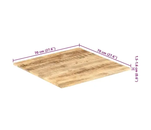 Galda Virsma, 15-16 Mm, 70X70 Cm, Mango Masīvkoks Vidaxl