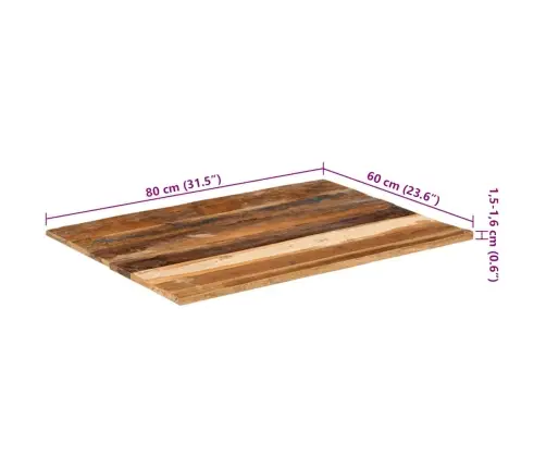 Stalviršis, 60X80cm Medienos Masyvas, 15-16Mm, Stačiakampis