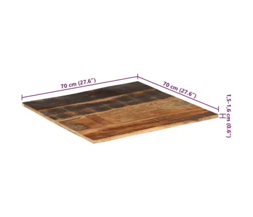 Galda Virsma, Kvadrāta, 70X70 Cm, 15-16 Mm, Pārstrādāts Koks Vidaxl