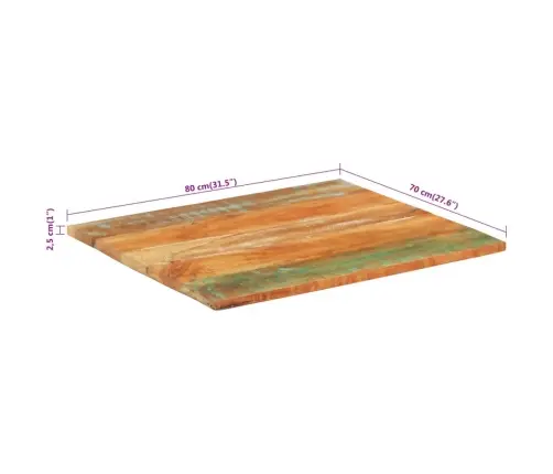 Ristkülikukujuline Lauaplaat 70X80 Cm 25–27 Mm Taastatud Puit