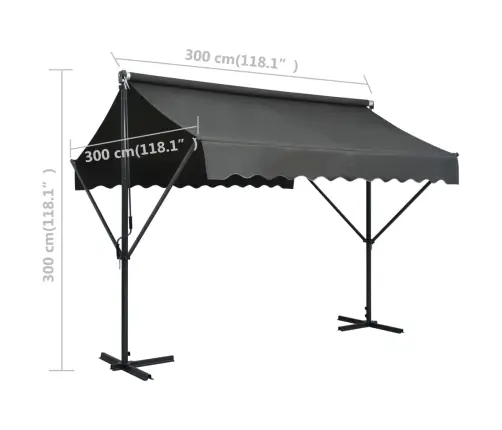 Brīvi Stāvoša Nojume, Pelēka, 300X300 Cm Vidaxl