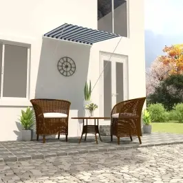 Sissetõmmatav Varikatus, 100 X 150 cm Sinine Ja Valge