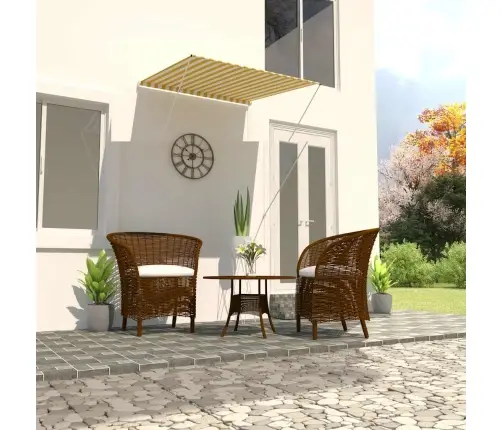 Markīze, Dzeltena Ar Baltu, 100X150 Cm, Izvelkama Vidaxl