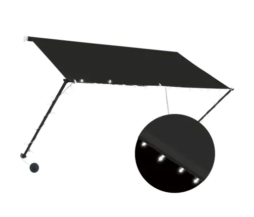 Izvelkama Markīze Ar Led, 250X150 Cm, Antracītpelēka Vidaxl