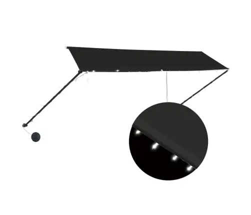 Izvelkama Markīze Ar Led, 350X150 Cm, Antracītpelēka Vidaxl