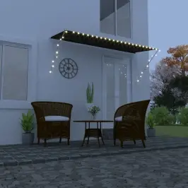 Izvelkama Markīze Ar Led, 350X150 Cm, Antracītpelēka Vidaxl