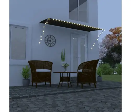 Izvelkama Markīze Ar Led, 350X150 Cm, Antracītpelēka Vidaxl