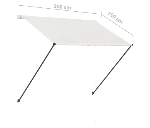 Sissetõmmatav Varikatus Lediga, 200 X 150 cm Kreemjasvalge