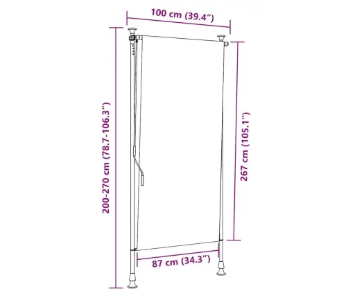 Lauko Roletas, Antracito Spalvos, 100X270Cm