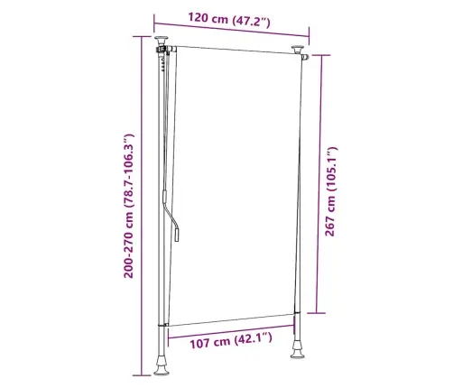 Āra Ruļļu Žalūzija, 120X270 Cm, Antracītpelēka  Vidaxl