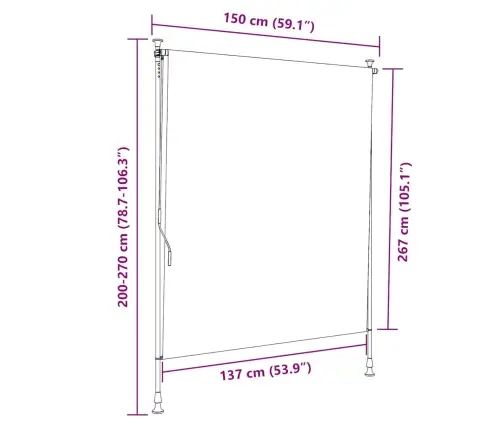 Āra Ruļļu Žalūzija, 150X270 Cm, Antracītpelēka  Vidaxl
