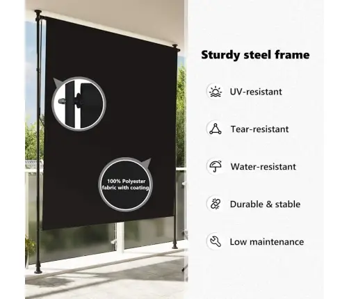 Āra Ruļļu Žalūzija, 150X270 Cm, Antracītpelēka  Vidaxl