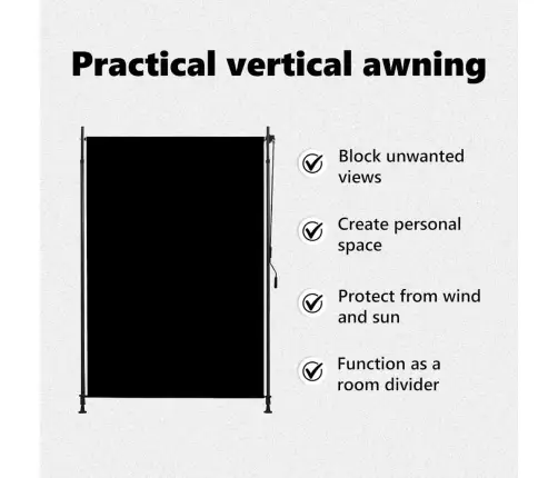 Āra Ruļļu Žalūzija, 150X270 Cm, Antracītpelēka  Vidaxl