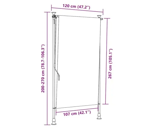 Lauko Roletas, Kreminės Spalvos, 120X270Cm