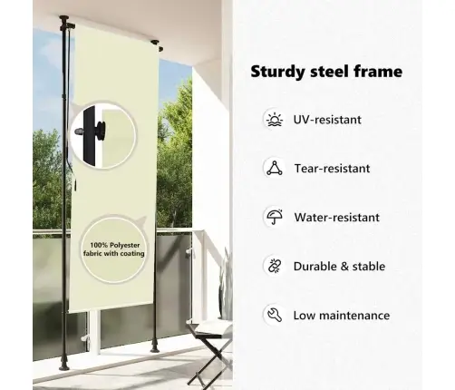 Lauko Roletas, Kreminės Spalvos, 120X270Cm