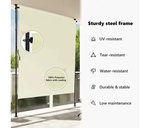 Āra Ruļļu Žalūzija, 200X270 Cm, Krēmkrāsas Vidaxl