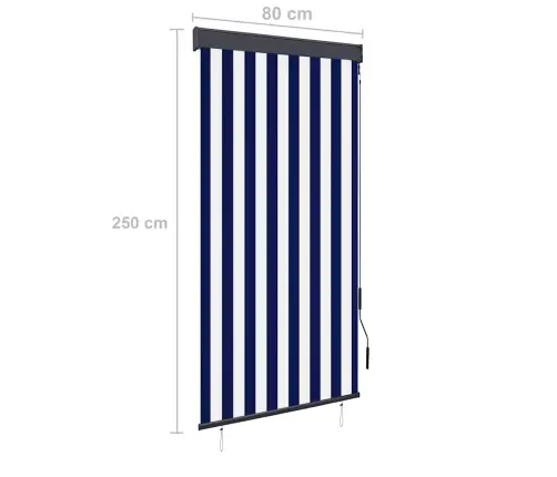 Āra Ruļļu Žalūzija, 80X250 Cm, Zila Un Balta Vidaxl Āra Ruļļu Žalūzija, 80X250 Cm, Zila Un Balta Vidaxl