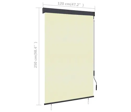 Āra Ruļļu Žalūzija, 120X250 Cm, Krēmkrāsas Vidaxl