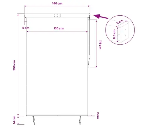 Lauko Roletas, Baltos Ir Mėlynos Spalvų, 160X250Cm