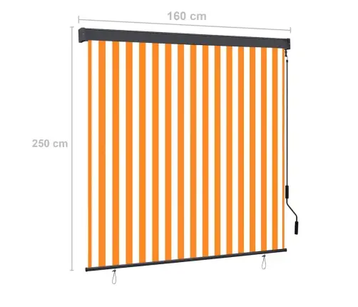 Āra Ruļļu Žalūzija, 160X250 Cm, Balta Un Oranža  Vidaxl Āra Ruļļu Žalūzija, 160X250 Cm, Balta Un Oranža  Vidaxl