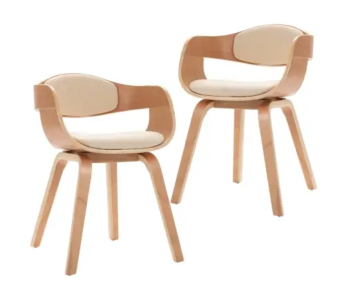 Virtuves Krēsli, 2 Gab., Liekts Koks Un Mākslīgā Āda Vidaxl