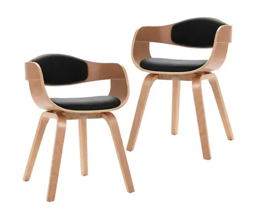 Valgomojo Kėdės, 2Vnt., Išlenkta Mediena Ir Dirbtinė Oda