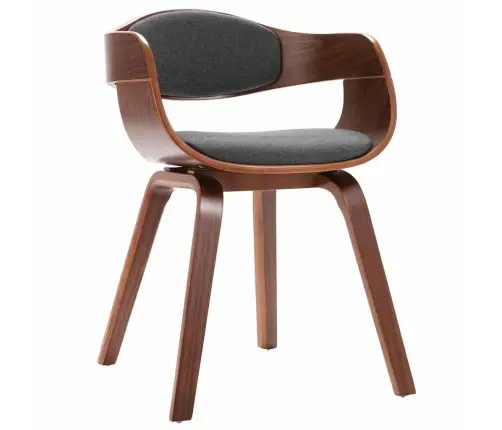 Valgomojo Kėdės, 2Vnt., Pilkos, Išlenkta Mediena Ir Audinys