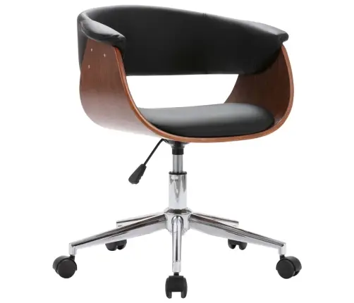 Grozāms Virtuves Krēsls, Izliekts Koks, Melna Mākslīgā Āda Vidaxl