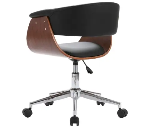 Grozāms Virtuves Krēsls, Izliekts Koks, Melna Mākslīgā Āda Vidaxl