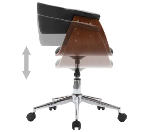 Grozāms Virtuves Krēsls, Izliekts Koks, Melna Mākslīgā Āda Vidaxl