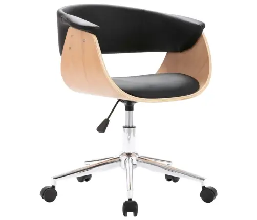 Ratastega Söögitool, Must, Painutatud Puit Ja Kunstnahk