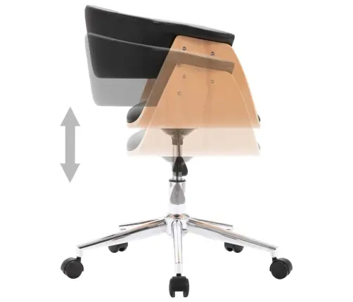 Ratastega Söögitool, Must, Painutatud Puit Ja Kunstnahk