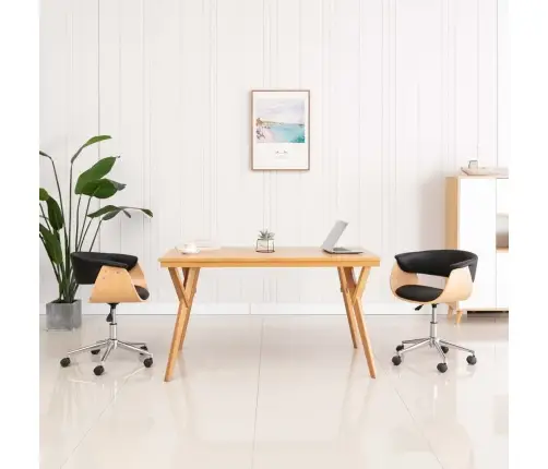 Ratastega Söögitool, Must, Painutatud Puit Ja Kunstnahk