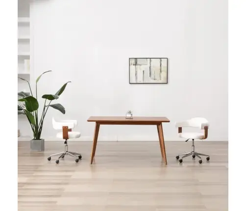 Grozāms Virtuves Krēsls, Balts Izliekts Koks Un Mākslīgā Āda Vidaxl