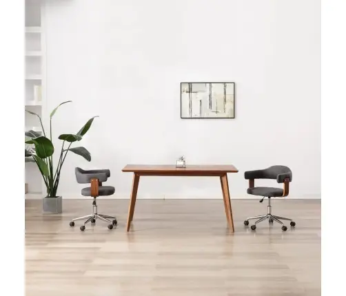 Grozāms Virtuves Krēsls, Pelēks Izliekts Koks Un Audums  Vidaxl Grozāms Virtuves Krēsls, Pelēks Izliekts Koks Un Audums  Vidaxl