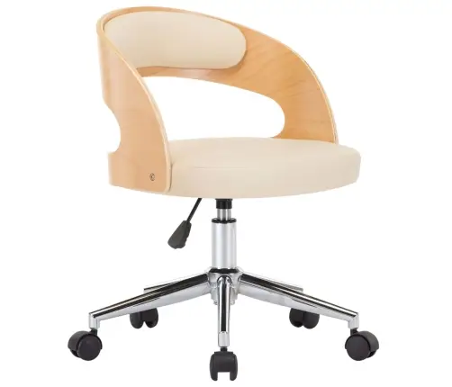 Pöörlev Söögitool, Kreemjas, Painutatud Puit Ja Kunstnahk Pöörlev Söögitool, Kreemjas, Painutatud Puit Ja Kunstnahk