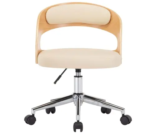 Pöörlev Söögitool, Kreemjas, Painutatud Puit Ja Kunstnahk Pöörlev Söögitool, Kreemjas, Painutatud Puit Ja Kunstnahk